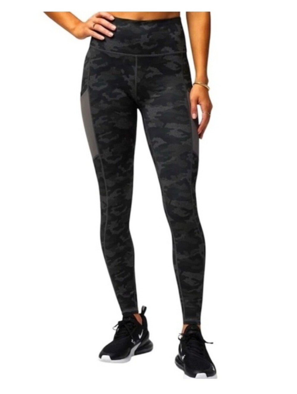 Powerhold By Fabletics High-Waist Black Gray Camo Performance Leggings Small